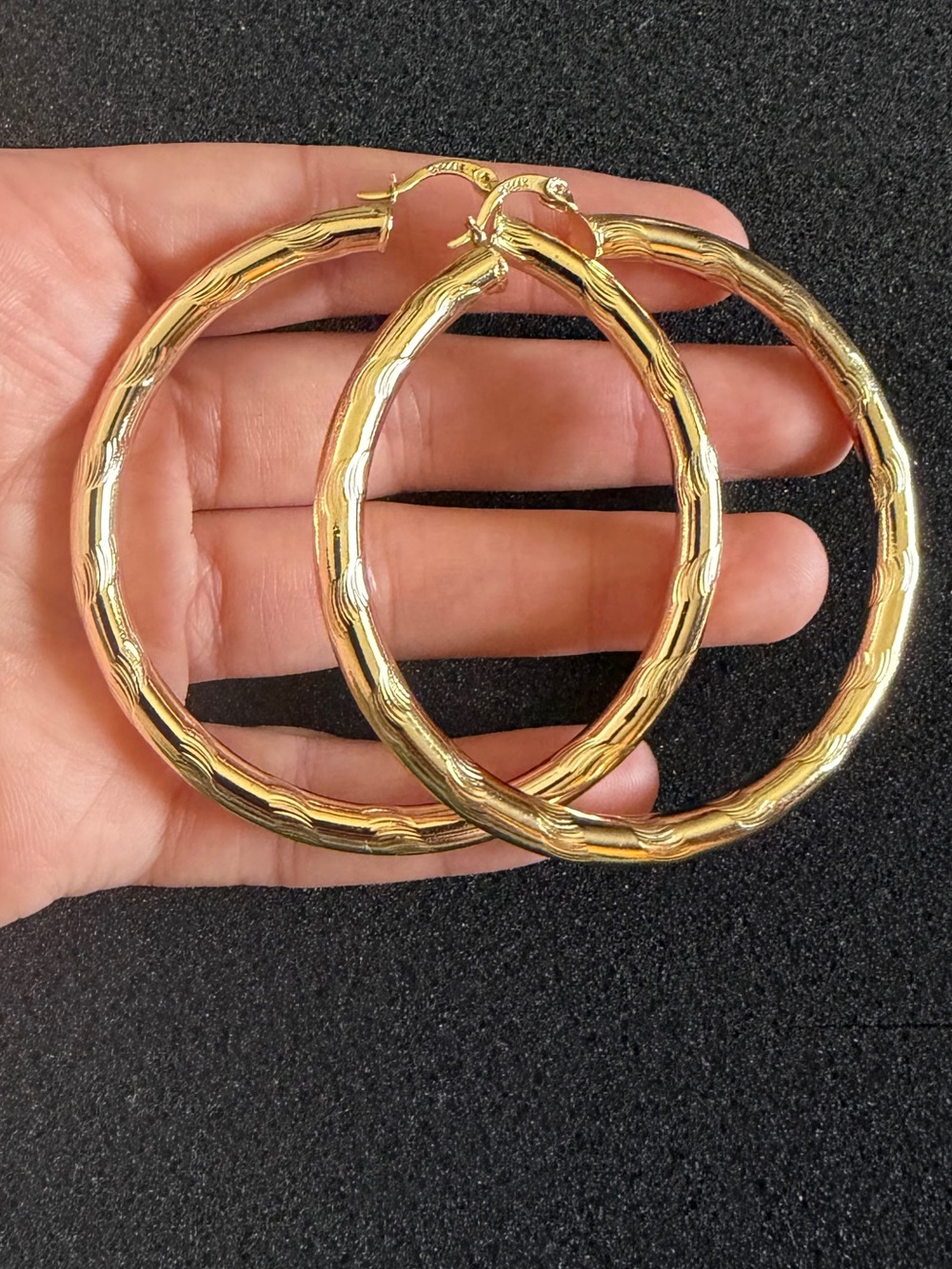 14K GP Large Hoop Earrings - Picture 6 of 8